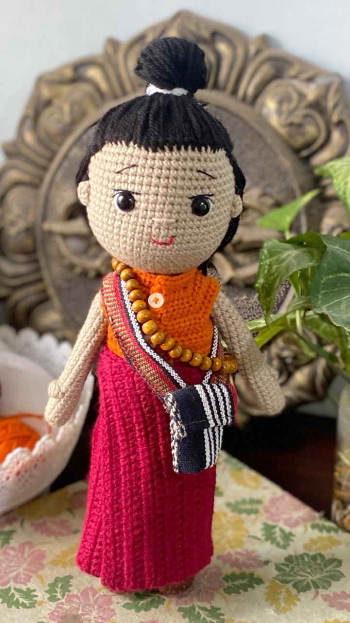 Handmade custom crochet baby monk doll