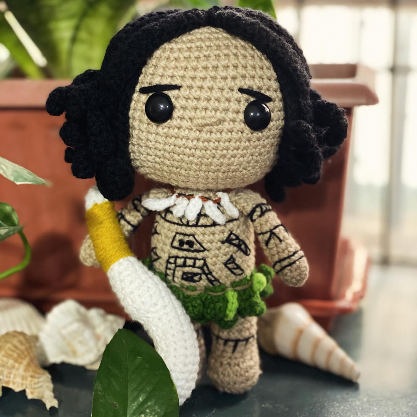 Custom Moana and Maui crochet amigurumi dolls